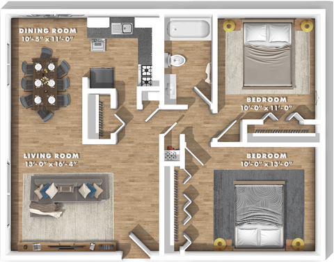 a floor plan of a living room with a bedroom and a dining room